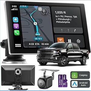 Carplay Screen for Car, 9" Portable Wireless Carplay & Android Auto, 4K Dash Cam